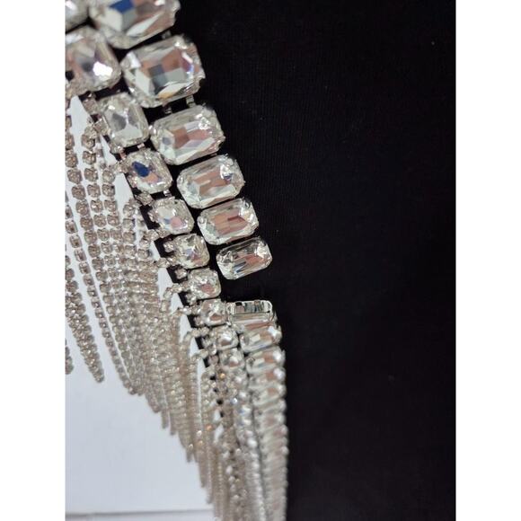 5 a 7 Cinq a Sept Womens Black Sammy Rhinestone Fringe Dress Size 6 - Picture 4 of 4